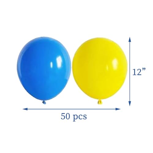 AnnoDeel 50 Pcs 12inch Yellow and Blue Balloons for Birthday and Wedding Parties - Image 2