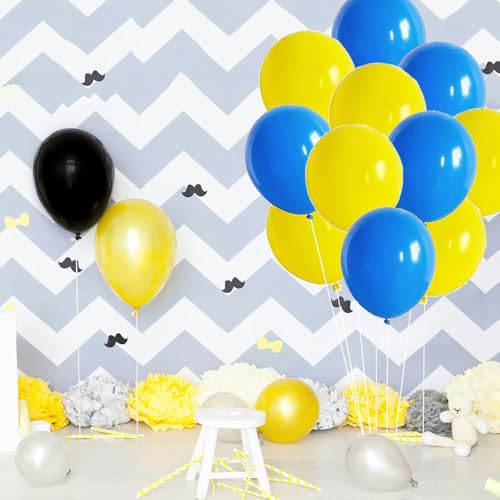 AnnoDeel 50 Pcs 12inch Yellow and Blue Balloons for Birthday and Wedding Parties - Image 4