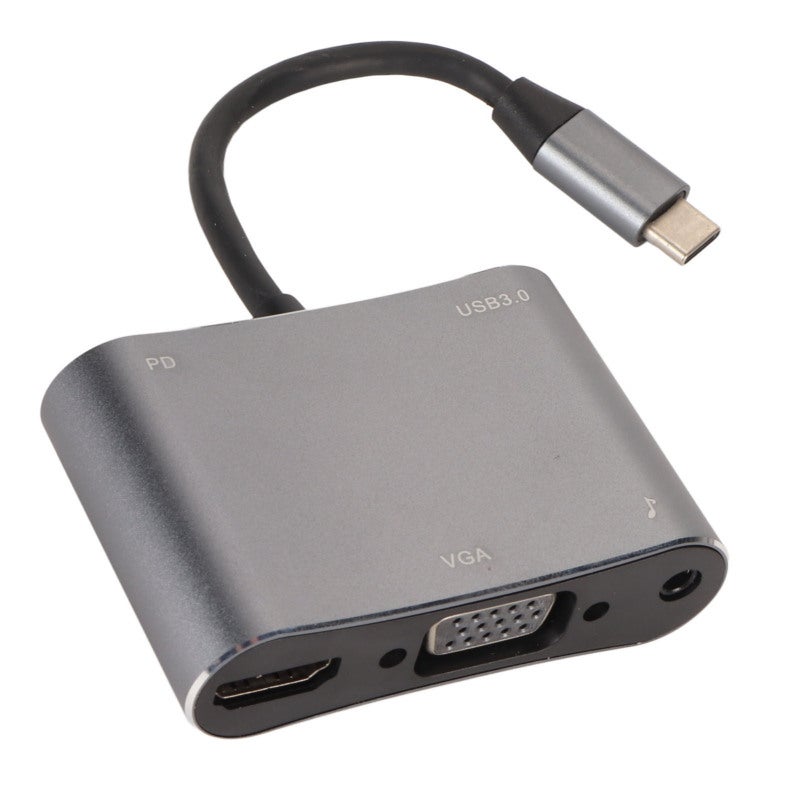 HDMI 5 in 1 Docking Station Type C to VGA 4K HD Multimedia Interface 3.5mm USB3.0 87W PD Aluminum Alloy for Phone Computer - Image 3