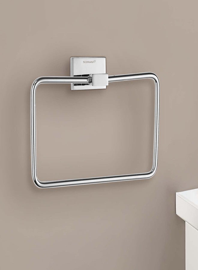 Somany Bathware Somany Optimus Square Towel Ring | Premium Stainless Steel, Zinc & Brass | Stylish, Durable & Space-Saving Bathroom Accessory - Image 2