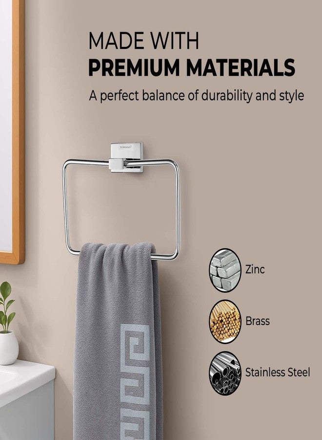 Somany Bathware Somany Optimus Square Towel Ring | Premium Stainless Steel, Zinc & Brass | Stylish, Durable & Space-Saving Bathroom Accessory - Image 4
