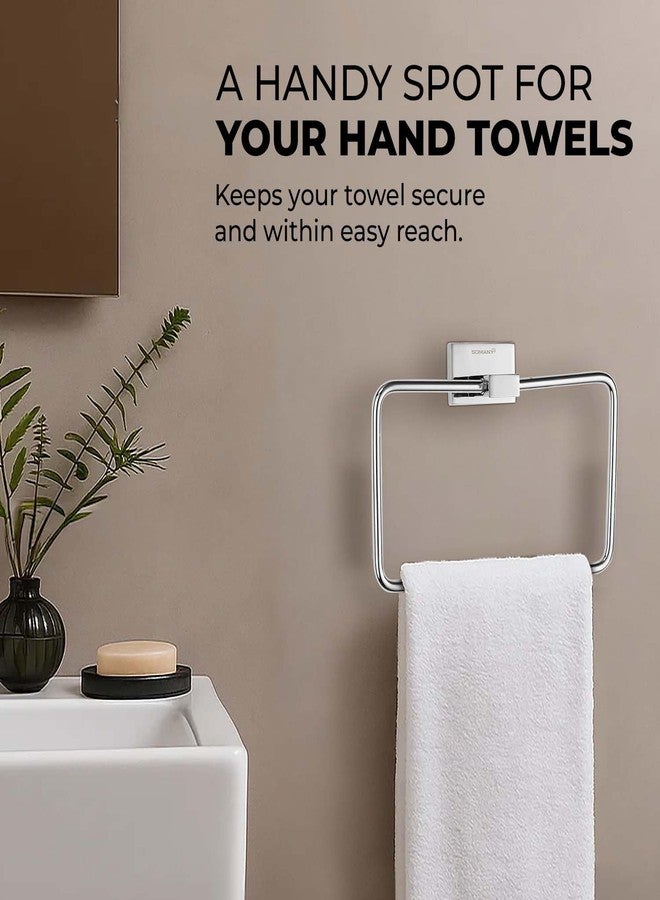 Somany Bathware Somany Optimus Square Towel Ring | Premium Stainless Steel, Zinc & Brass | Stylish, Durable & Space-Saving Bathroom Accessory - Image 3