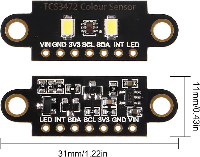 UMLIFE 3PCS RGB Color Sensor Module with IR Filter and White LED TCS34725 Color Recognition Sensor IIC RGB Development Board DIY Kit Electronic PCB Board for Arduino STM32  - Image 3