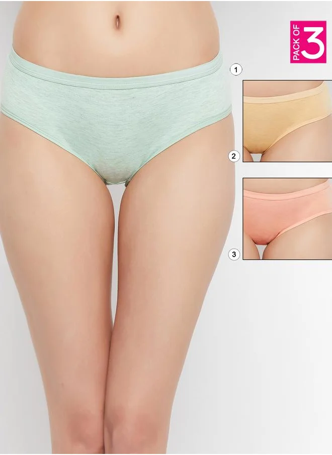 Clovia Clovia Pack of 3 - Melange Low Rise Cotton Bikini Briefs