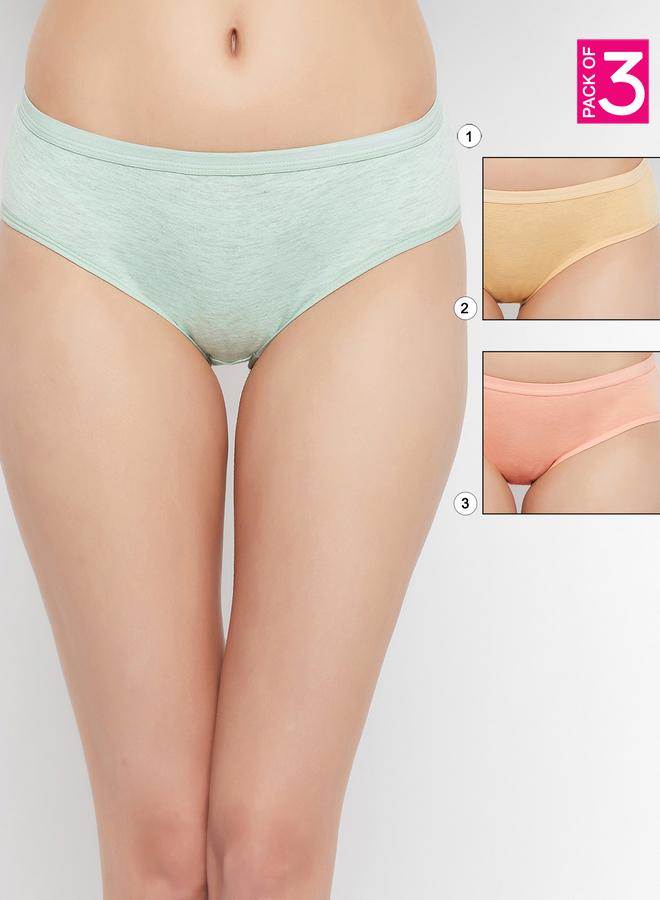 Clovia Pack of 3 - Melange Low Rise Cotton Bikini Briefs - Image 1