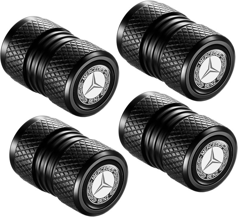 YHEESHIGN Tire Valve Stem Caps, Compatible with Mercedes Benz Series Stem Cap Universal Car Air Cover Car Accessories for Cars, SUV, Truck, Motorcycles 4pcs （Black） - Image 2