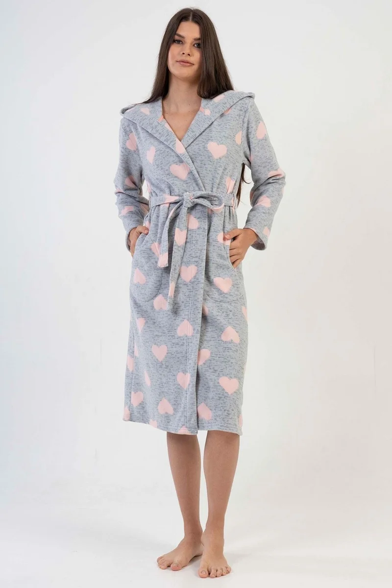 فينيتا Women's Hooded Polar Gray Dressing Gown C2T0N8O029