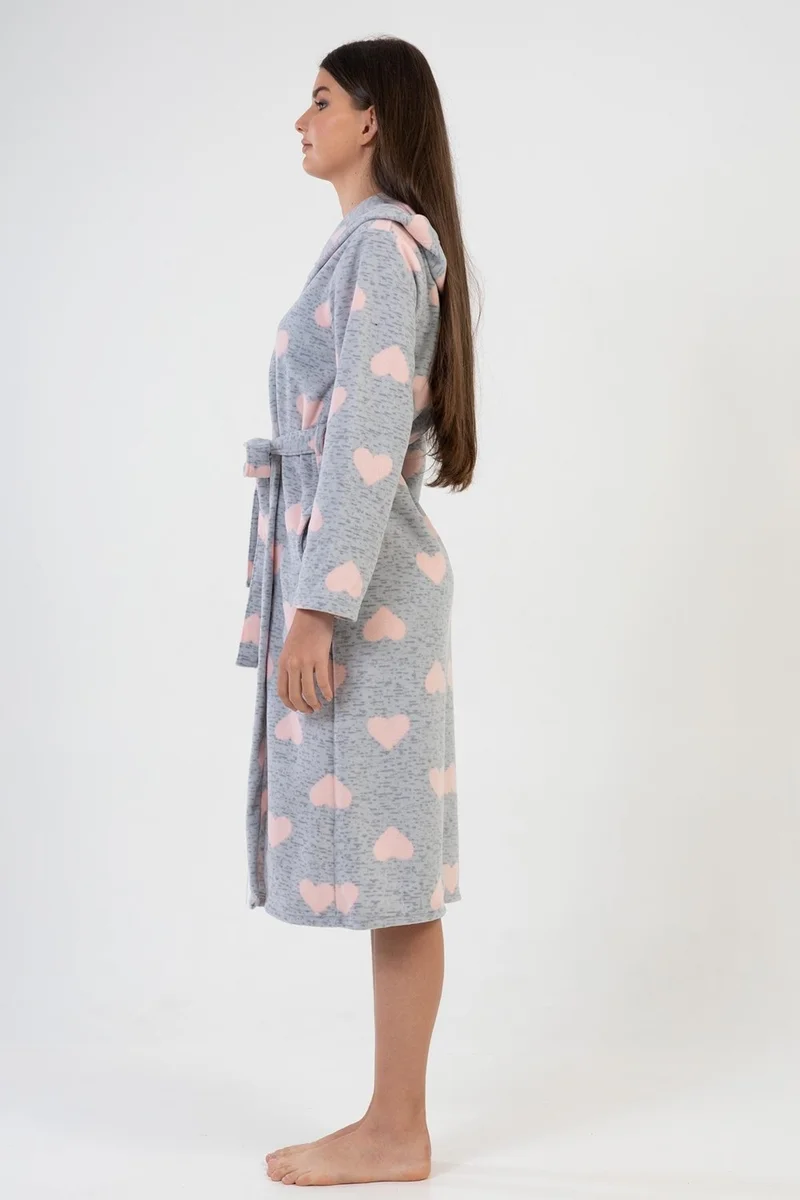 فينيتا Women's Hooded Polar Gray Dressing Gown C2T0N8O029