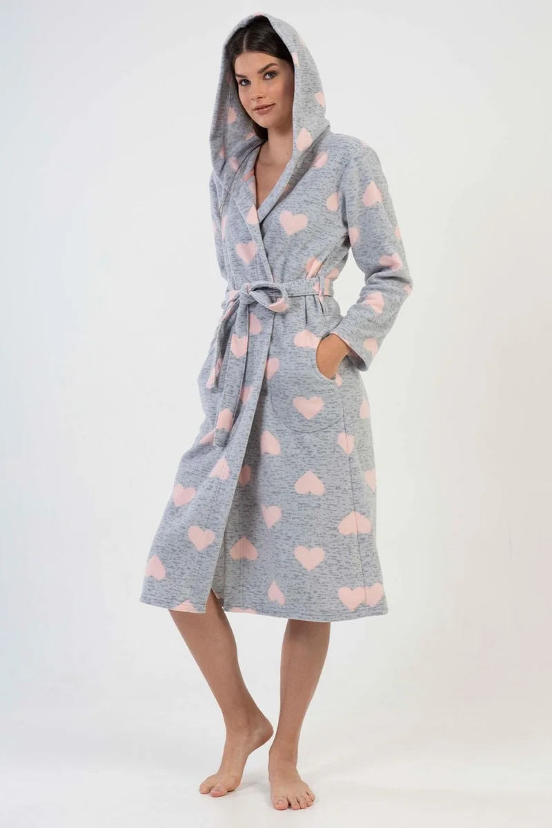 فينيتا Women's Hooded Polar Gray Dressing Gown C2T0N8O029