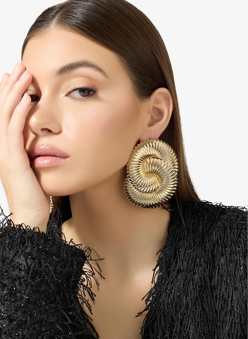 ELLA Gold Bold Statement Earrings - Image 3