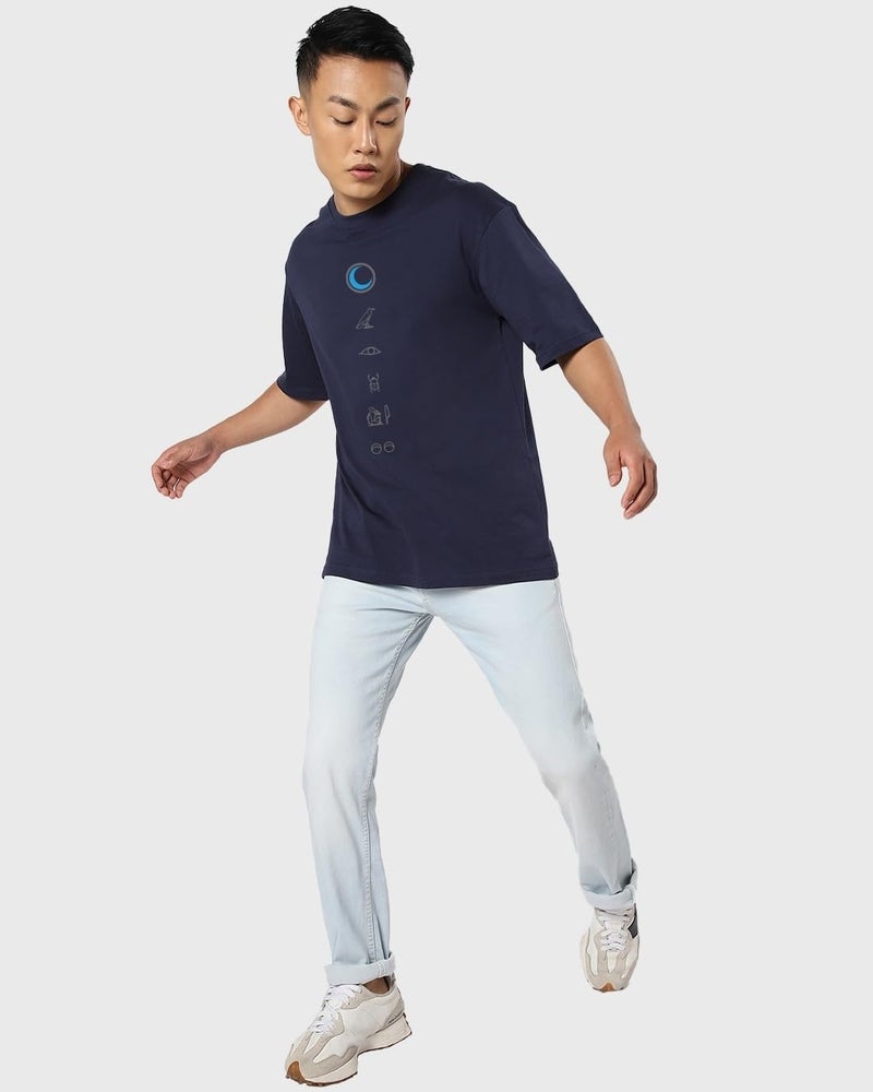 Bewakoof Official Marvel Merchandise Moon Knight Men's Graphic Printed Oversized Fit Half Sleeve Round Neck Cotton Jersey T-Shirt_537232_Blue_M - Image 5