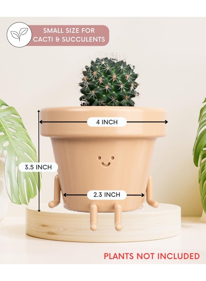 Generic Indoor Plant Pot Unique Cute Plastic Flower Pot With Face 3.5 Inch Succulent/Cactus Planter Plant Lover Gift Decorative Novelty Planter  - Image 4