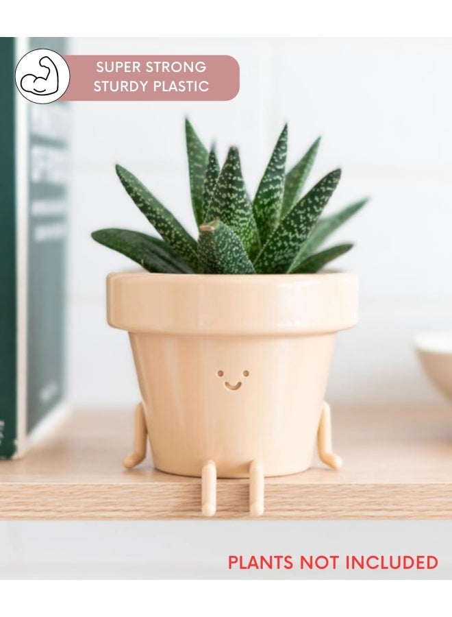 Generic Indoor Plant Pot Unique Cute Plastic Flower Pot With Face 3.5 Inch Succulent/Cactus Planter Plant Lover Gift Decorative Novelty Planter  - Image 5
