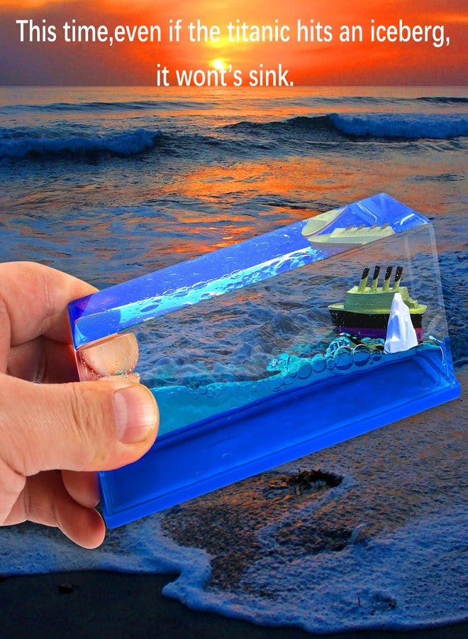 Hemzex Unsinkable Titanic Simulator Toy Wavey Boat in a Box Liquid Wave Cruise Fluid Ship Decoration Ornament for Car Decoration Paperweight Desk Toy GiftsCruise Ship Fluid Drift Bottle - Image 2