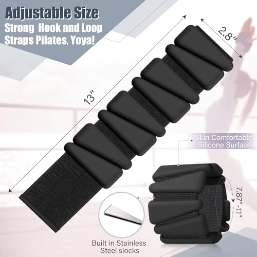 Vinsot Wrist Ankle Weights Set of 2 4 Lbs Adjustable Silicone Workout Weights for Women and Men Wearable Leg Arm Weighted Bracelet for Home Workout Gym Yoga Pilates Swimming CardioBlack - Image 3