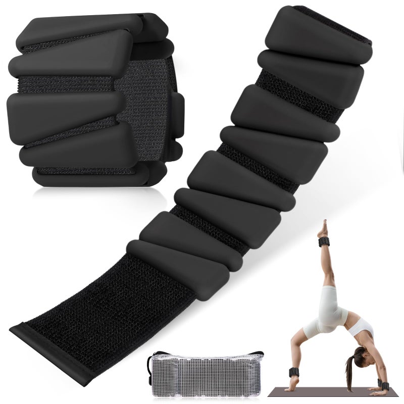 Vinsot Wrist Ankle Weights Set of 2 4 Lbs Adjustable Silicone Workout Weights for Women and Men Wearable Leg Arm Weighted Bracelet for Home Workout Gym Yoga Pilates Swimming CardioBlack - Image 2