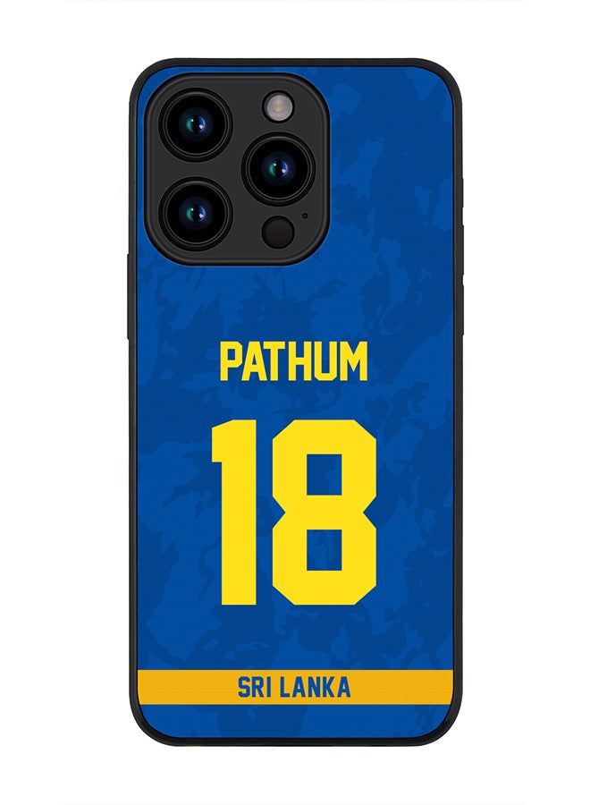 Stylizedd Cover for iPhone 15 Pro Case , Rugged Black Slim fit Soft Flexible Thin Protective Phone Cases - Player Name - Pathum Nissanka, Jersey Number- 18 - Image 1