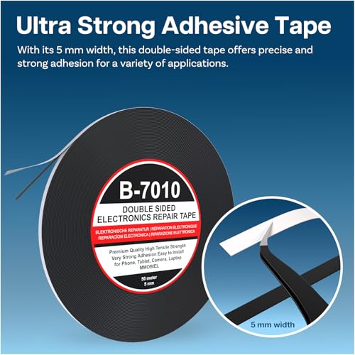 MMOBIEL Double Sided Adhesive Tape 5mm 50m Roll (164ft) Black Ultra Strong Mounting Tape for LCD Screen Repair, Smartphone Tablet Laptop Glass Fix - Image 2