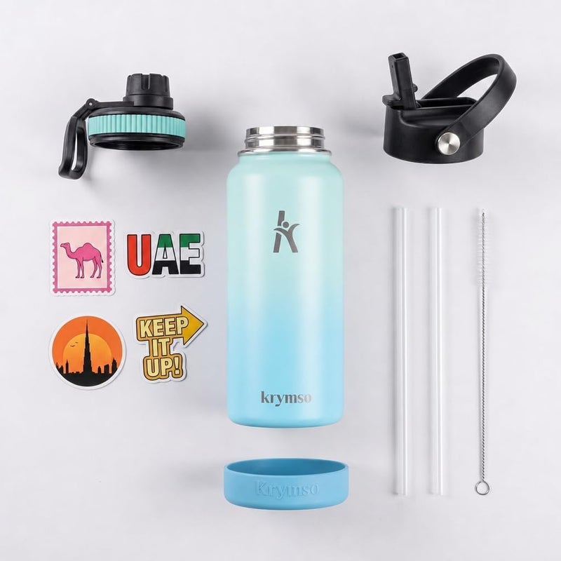 KRYMSO Stainless Steel Water Bottle 650ml – Insulated Sports Thermos Flask for Hot & Cold Drinks – Leakproof, Durable, BPA-Free – Ideal for Gym, Travel, Hiking (Aqua Sky) - Image 4