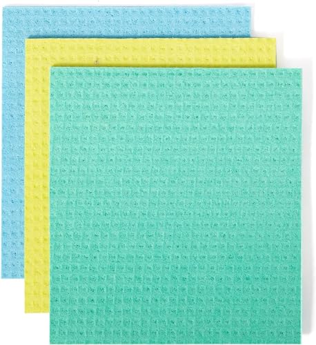 Full Circle Squeeze Reusable Cellulose Sponge Cloths 3pack Multicolor