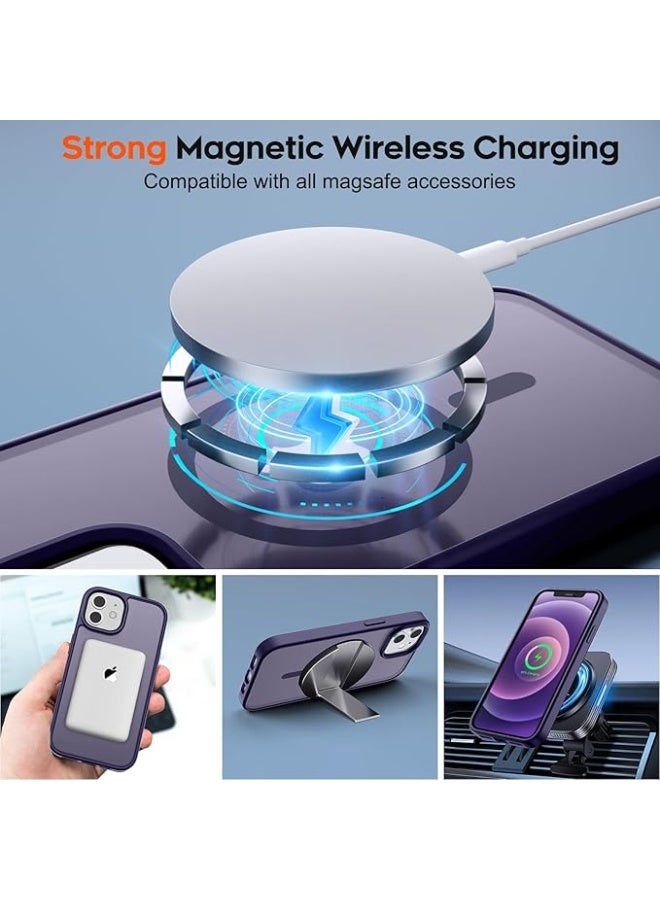 جراب هاتف مغناطيسي لهاتف iPhone 12 / 12 pro، [متوافق مع Magsafe] تصميم نحيف غير لامع مقاوم للصدمات والصدمات والحماية من السقوط للفتيات والنساء والأولاد والرجال لهاتف iPhone 12 / 12 pro (أرجواني غامق) - Image 4
