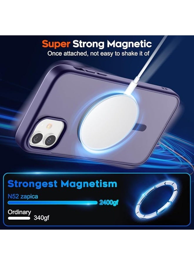 جراب هاتف مغناطيسي لهاتف iPhone 12 / 12 pro، [متوافق مع Magsafe] تصميم نحيف غير لامع مقاوم للصدمات والصدمات والحماية من السقوط للفتيات والنساء والأولاد والرجال لهاتف iPhone 12 / 12 pro (أرجواني غامق) - Image 3