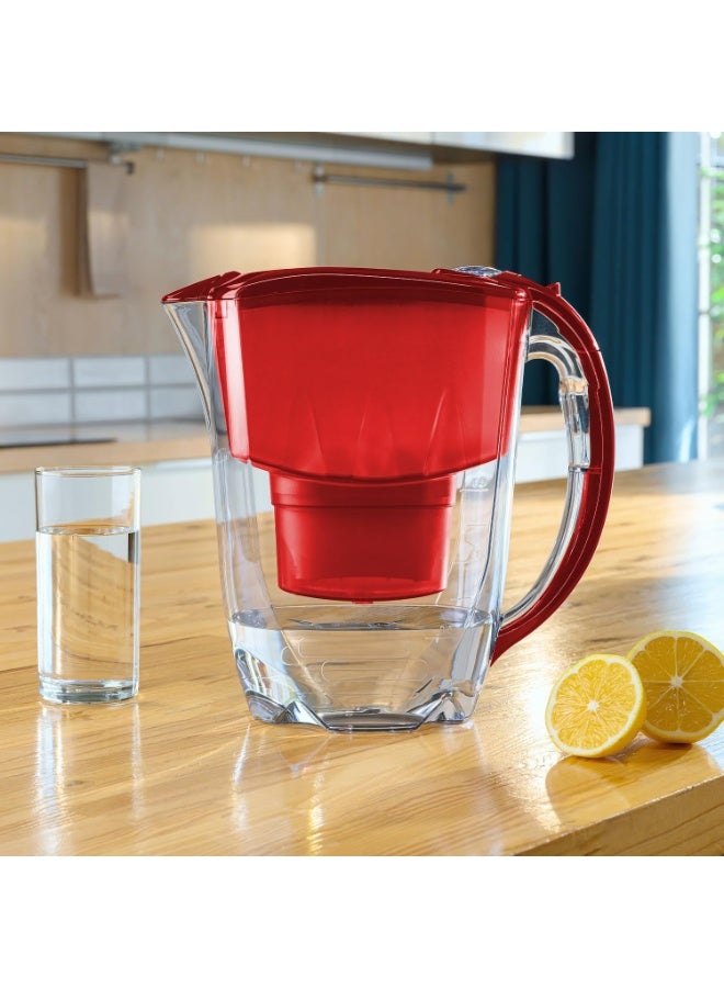 Aquaphor Amethyst MF+ Water Filter Jug 2.8L, Compact Design with Slider Lid, 200L Long-Lasting Capacity, Removes Chlorine, Rust, Heavy Metals & Impurities, BPA-Free Drinking Water Pitcher with Maxfor+ Cartridge (Red) - Image 5
