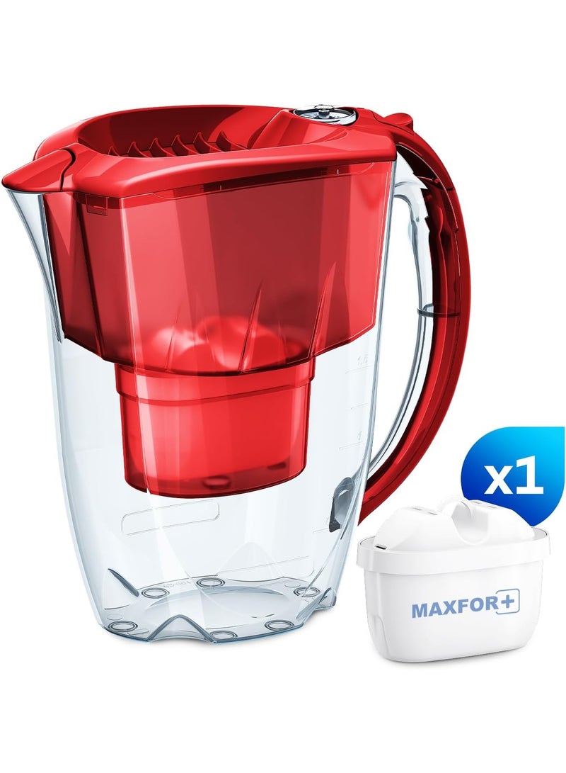 Aquaphor Amethyst MF+ Water Filter Jug 2.8L, Compact Design with Slider Lid, 200L Long-Lasting Capacity, Removes Chlorine, Rust, Heavy Metals & Impurities, BPA-Free Drinking Water Pitcher with Maxfor+ Cartridge (Red) - Image 3