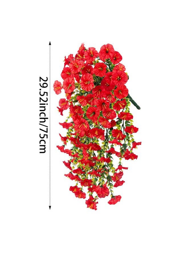 6-Pack Outdoor Faux Plants, 69-Flowered Large Morning Glory, Uv-Resistant Artificial Morning Glory,Perfect for Outdoor Decoration in All Seasons Such as Porches and Gardens (Red) - Image 3