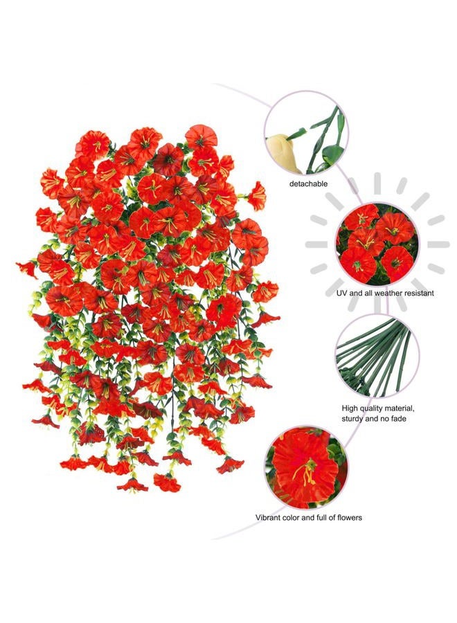 6-Pack Outdoor Faux Plants, 69-Flowered Large Morning Glory, Uv-Resistant Artificial Morning Glory,Perfect for Outdoor Decoration in All Seasons Such as Porches and Gardens (Red) - Image 4