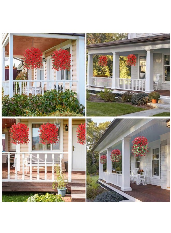 6-Pack Outdoor Faux Plants, 69-Flowered Large Morning Glory, Uv-Resistant Artificial Morning Glory,Perfect for Outdoor Decoration in All Seasons Such as Porches and Gardens (Red) - Image 5