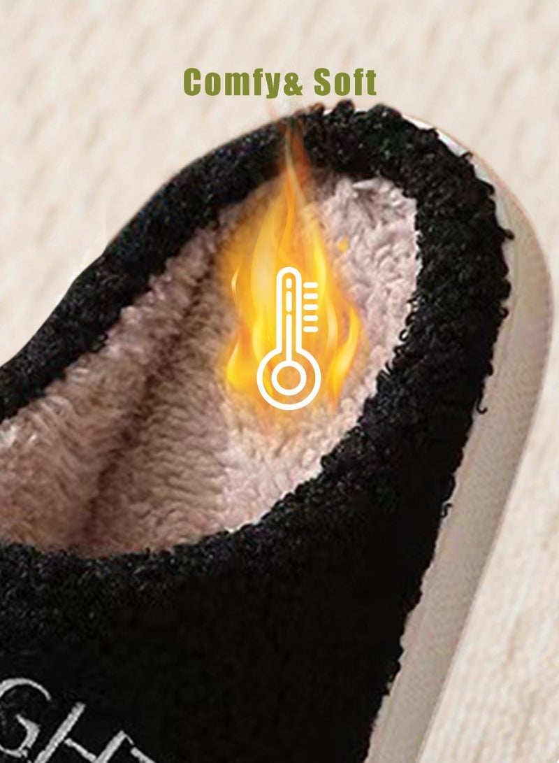 URbazaar Meet Me at Midnight Bedroom Slippers for Women Men Couple Plush Fuzzy Cozy House Slippers Autumn and Winter Warm Indoor Outdoor Lightweight Soft Slides - Image 4