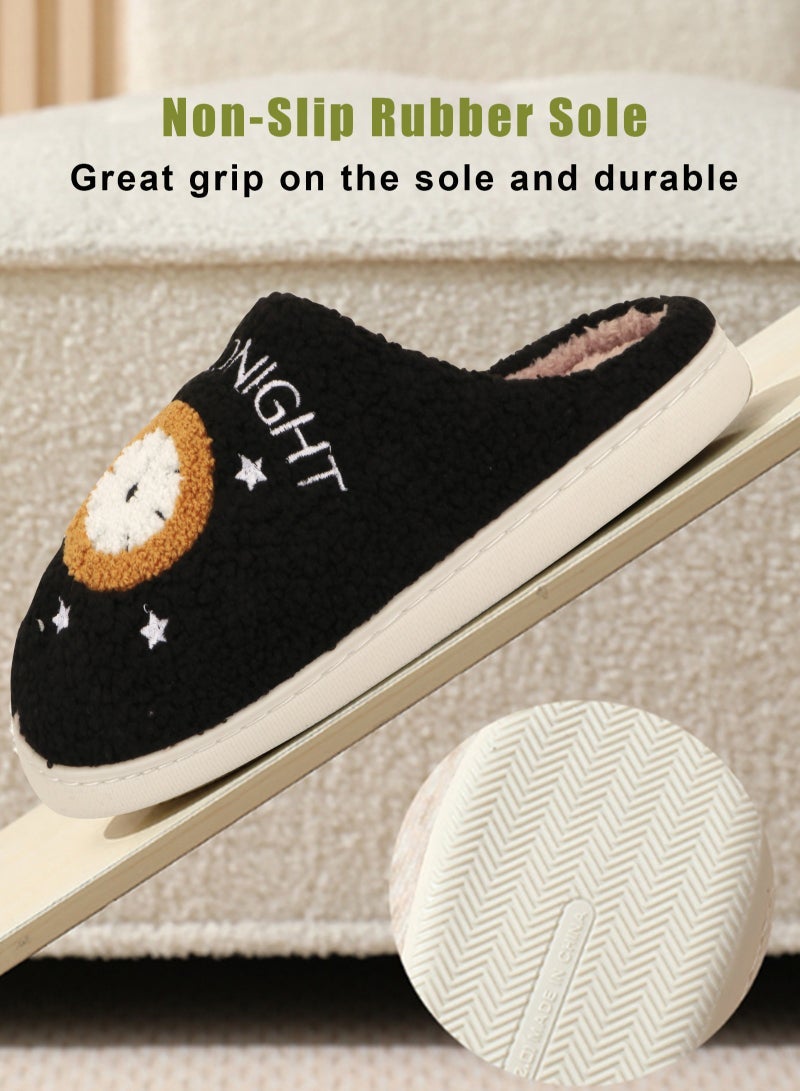 URbazaar Meet Me at Midnight Bedroom Slippers for Women Men Couple Plush Fuzzy Cozy House Slippers Autumn and Winter Warm Indoor Outdoor Lightweight Soft Slides - Image 3