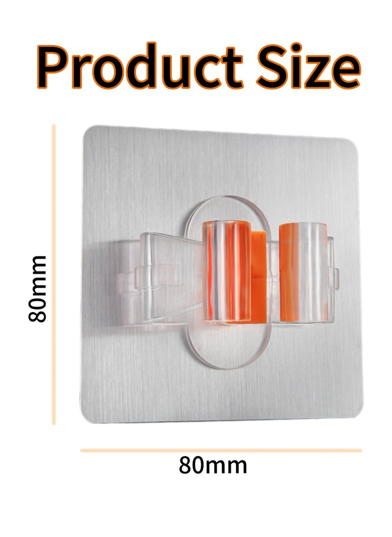 sokany 6 Pieces Mop Broom Holder, Wall Mount Mop Holder, Self Adhesive Broom Hanger for Home, Garage, Garden, Laundry Room, Storage, Kitchen, Tools Organizer (Sliver, Clear)  - Image 2