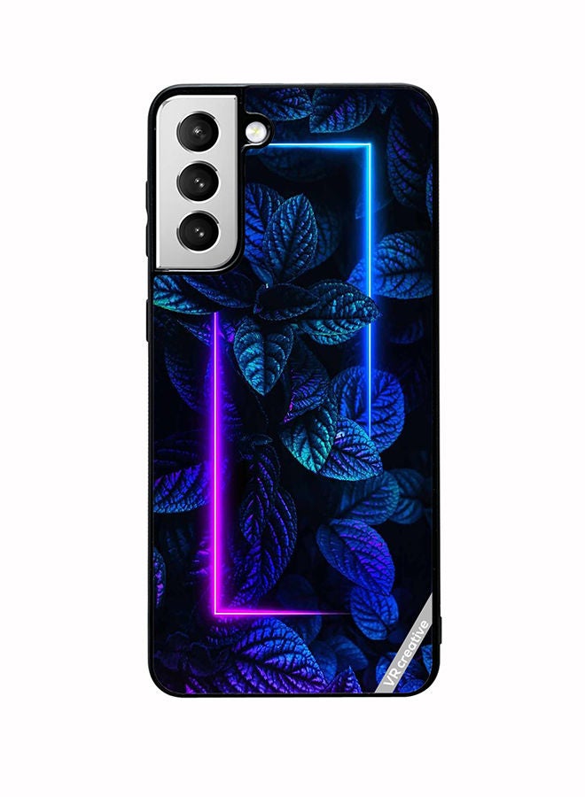 VR CREATIVE Protective Case Cover For Samsung Galaxy S22 Plus 5G Blue Foliage Plants Neon Design Multicolour - Image 1