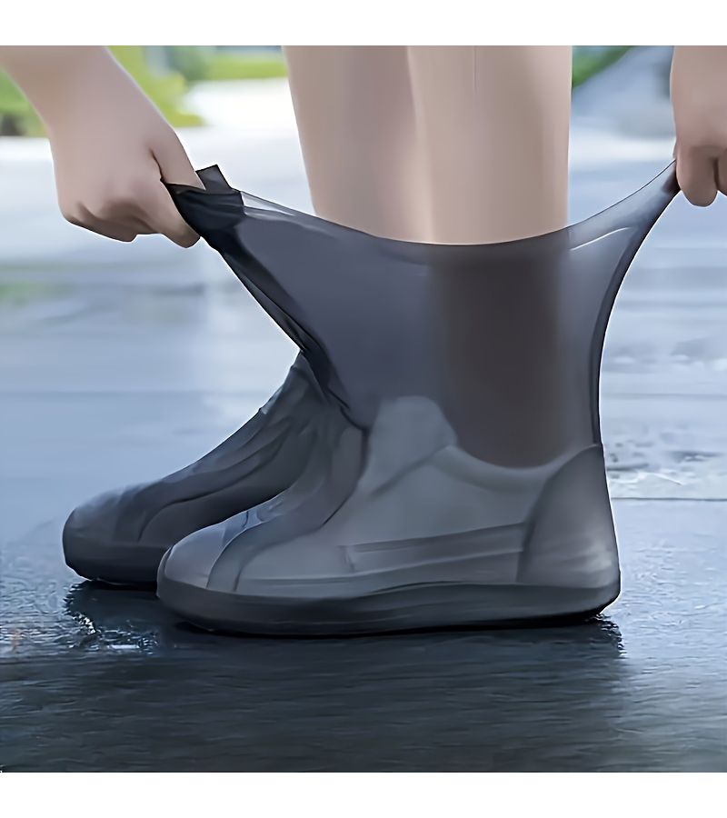 1 Pair of White Shoe Covers Waterproof Reusable Non Slip Unisex Highly Elastic Durable Easy Clean - Image 2