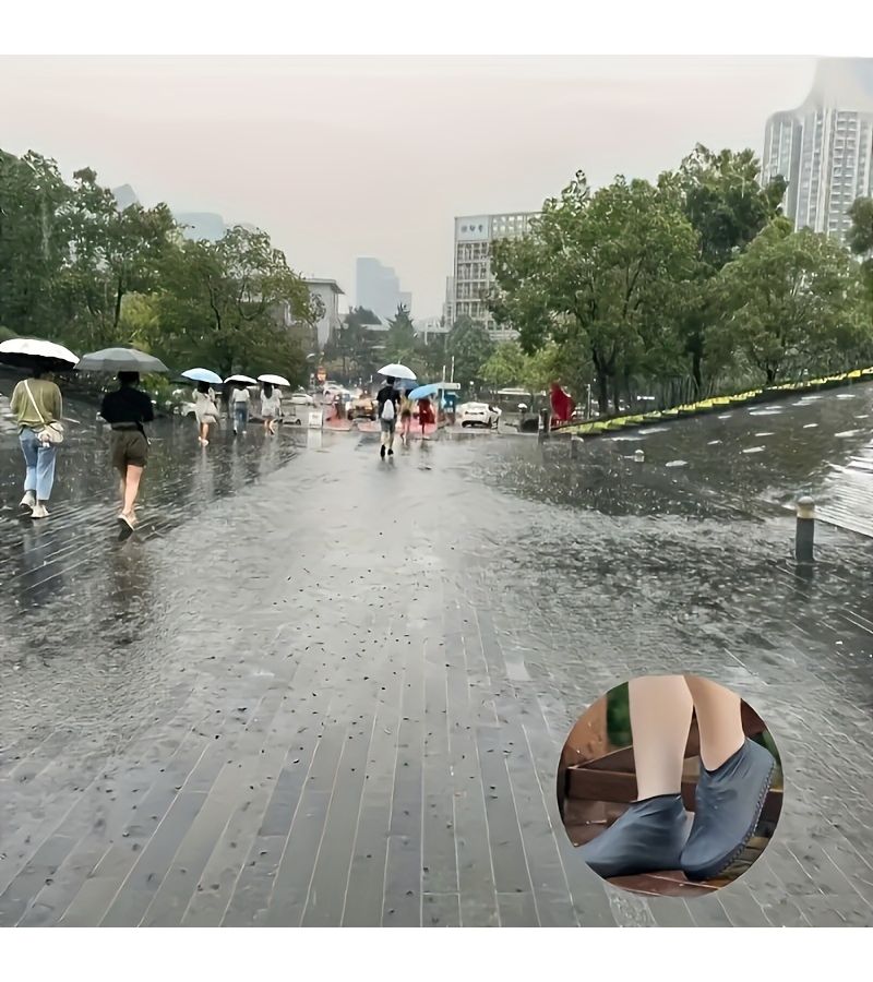 1 Pair of White Shoe Covers Waterproof Reusable Non Slip Unisex Highly Elastic Durable Easy Clean - Image 3