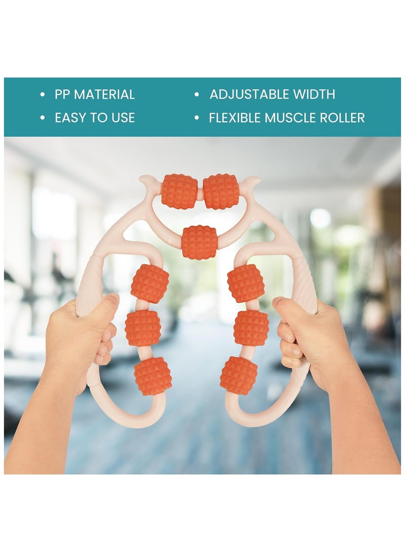 Vous Beige Leg Muscle Massage Roller - Deep Tissue Massager with 9 Wheels - Trigger Point Tool to Relieve Arm, Calf, Thigh or Hand Soreness - Image 4