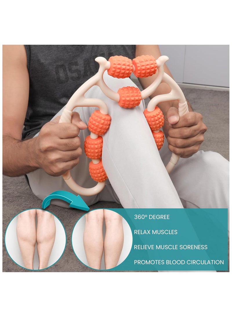 Vous Beige Leg Muscle Massage Roller - Deep Tissue Massager with 9 Wheels - Trigger Point Tool to Relieve Arm, Calf, Thigh or Hand Soreness - Image 5