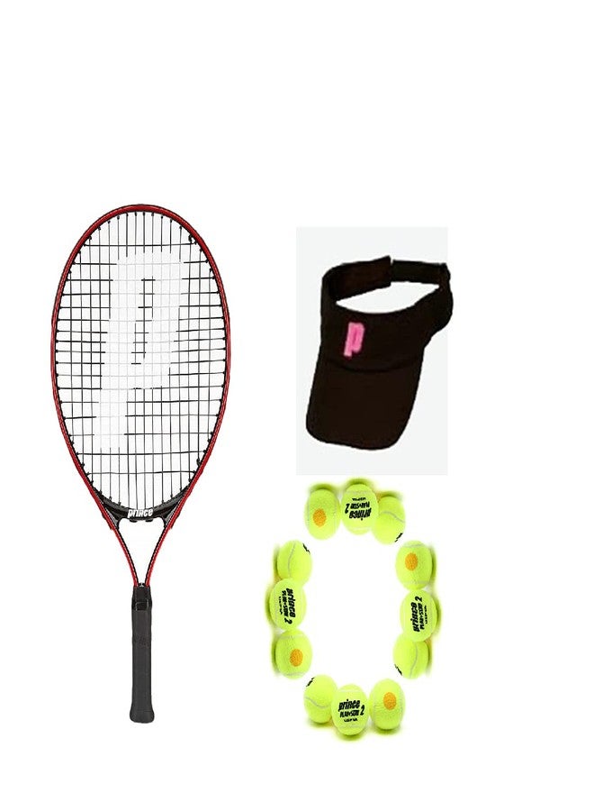 برنس مضرب تنس برينس أتاك 21 مع 12 كرة تنس برينس ستيدج 2 برتقالية قياسية ونظارة شمسية سوداء وردية - Image 2