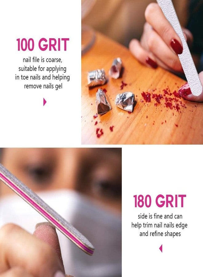 Gleevia مبارد أظافر جليفيا 100/180، مبرد ورق صنفرة ومبرد تلميع ناعم للأظافر الطبيعية والأكريليك، مجموعة مانيكير (مجموعة من 10 قطع) - Image 2