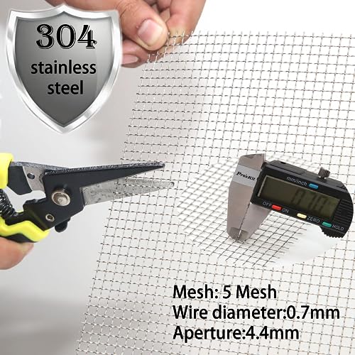 AWIORETON Wire Mesh 5 Mesh, 304 Stainless Steel Woven Wire Mesh Screen, Sturdy Metal Mesh Sheets to Prevent Mice, Rodents, Spiders, Squirrels (Silver-2pcs, 12x24 Inch) - Image 2