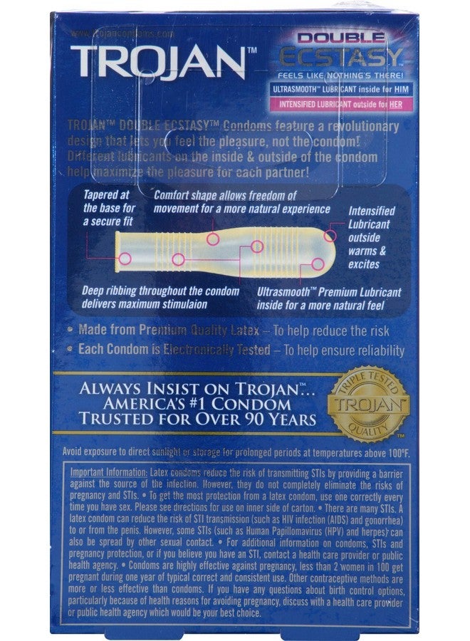 Trojan Double Ecstasy Lubricated Condoms - 10 Count - Image 2
