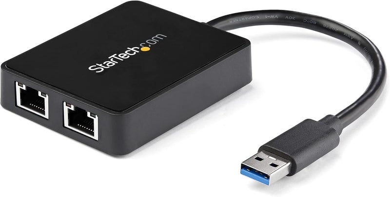 StarTechcom USB 30 to Dual Port Gigabit Ethernet Adapter wUSB Port  10100100  USB Gigabit LAN Network NIC Adapter USB32000SPT - Image 1
