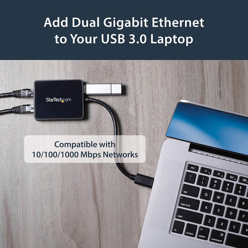 StarTechcom USB 30 to Dual Port Gigabit Ethernet Adapter wUSB Port  10100100  USB Gigabit LAN Network NIC Adapter USB32000SPT - Image 4