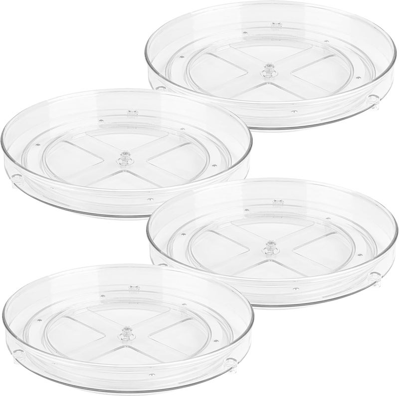 Oizeir Clear Lazy Susan Turntable Organizer (Pack of 4) 9 Inch Acrylic Rotating Storage for Cabinet, Pantry, Fridge, Bathroom, and Vanity Countertops - Image 1