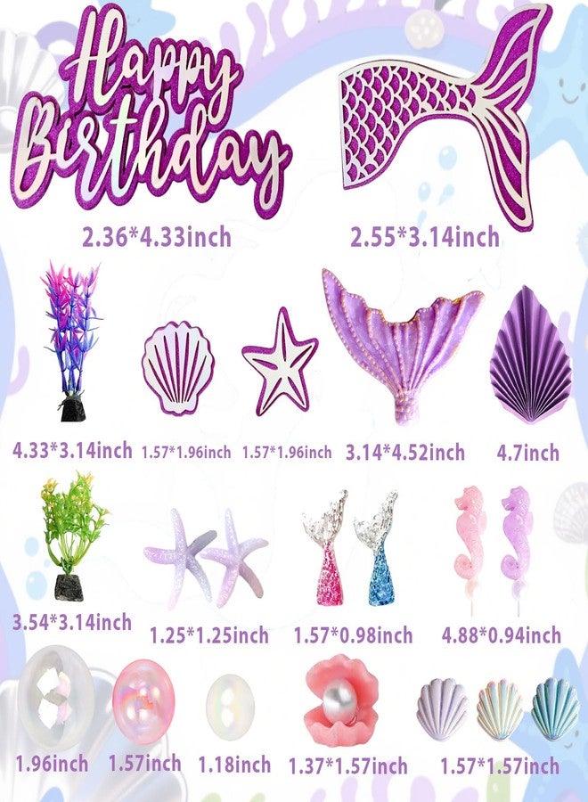 Tyotrbs Mermaid Cake Toppers, Tyotrbs Under the Sea Party Decor Seashell Fish Cake Accessories for Summer and Mermaid Birthday Party Decorations - Image 2
