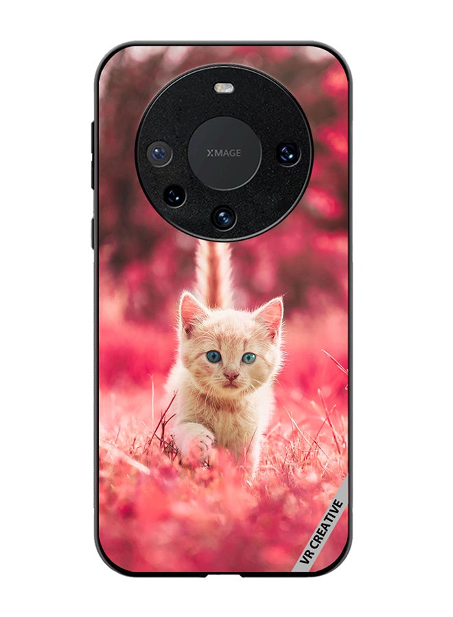 VR CREATIVE Protective Case Cover For Huawei Mate 60 Pro Plus Red Blossom Cat Design Multicolour - Image 1