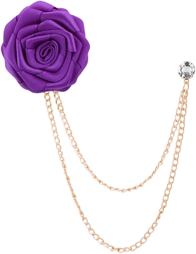 MXUHUI Fashion Bridegroom Wedding Brooches Cloth Art Hand-Made Rose Flower Brooch Lapel Pin Badge Tassel Chain Men's Suit Accessories - Image 1