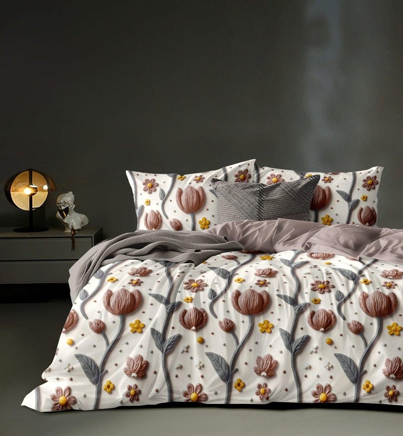Castiqa 7D Digital Print Glace Cotton Fabric King Size Bedsheet 108 * 108inch with Two Pillow Covers 18 * 28inch (Pattern IV) - Image 5